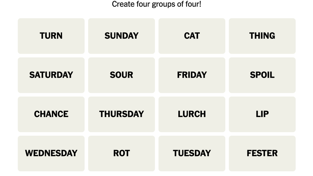 Today’s NYT Connections Hints (and Answer) for Monday, October 16, 2023