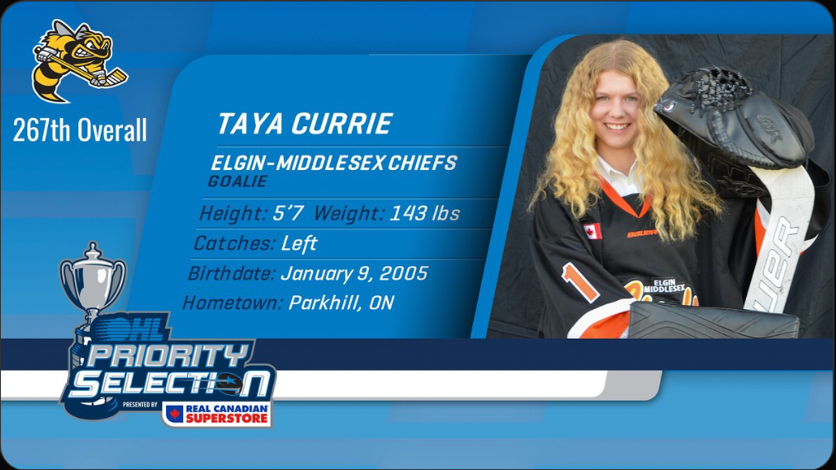 PROFILE — Taya Currie follows her hockey dreams as OHL's first