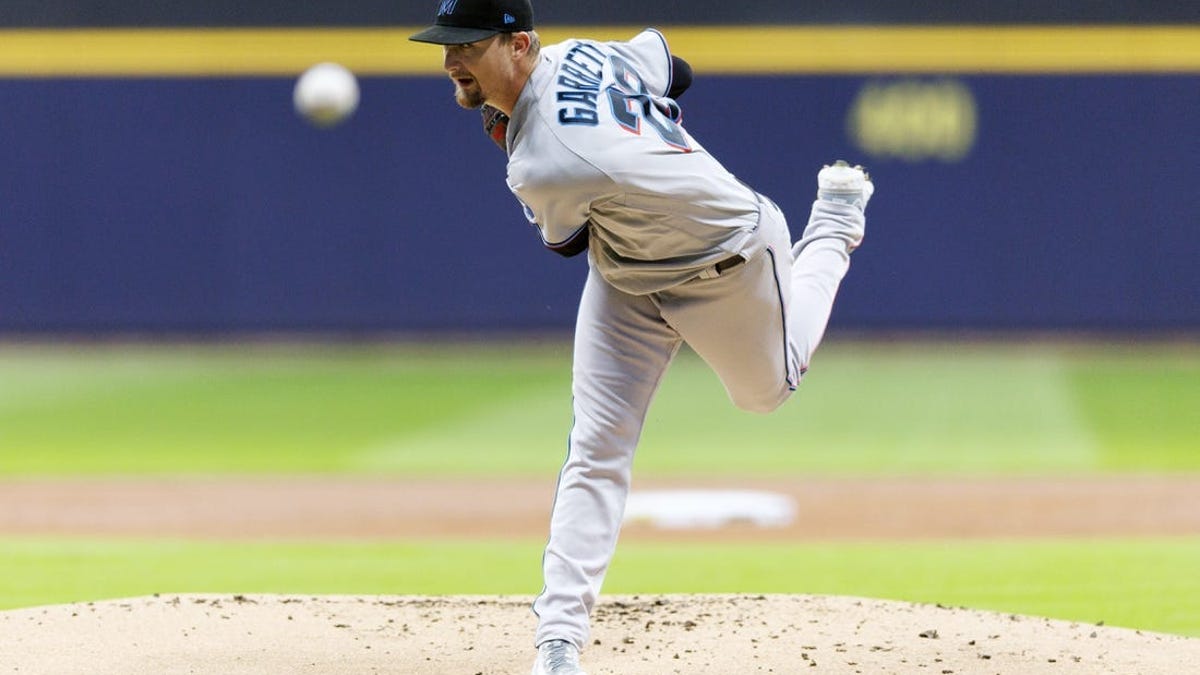 Braxton Garrett of the Miami Marlins delivers a pitch against the News  Photo - Getty Images