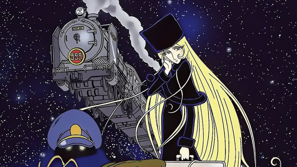 Tetsuro Chases Maetel & the Galaxy Express 999 | Tetsuro chases Maetel and  the Galaxy Express 999 as it takes off in the anime film of the same title  directed by Rintaro