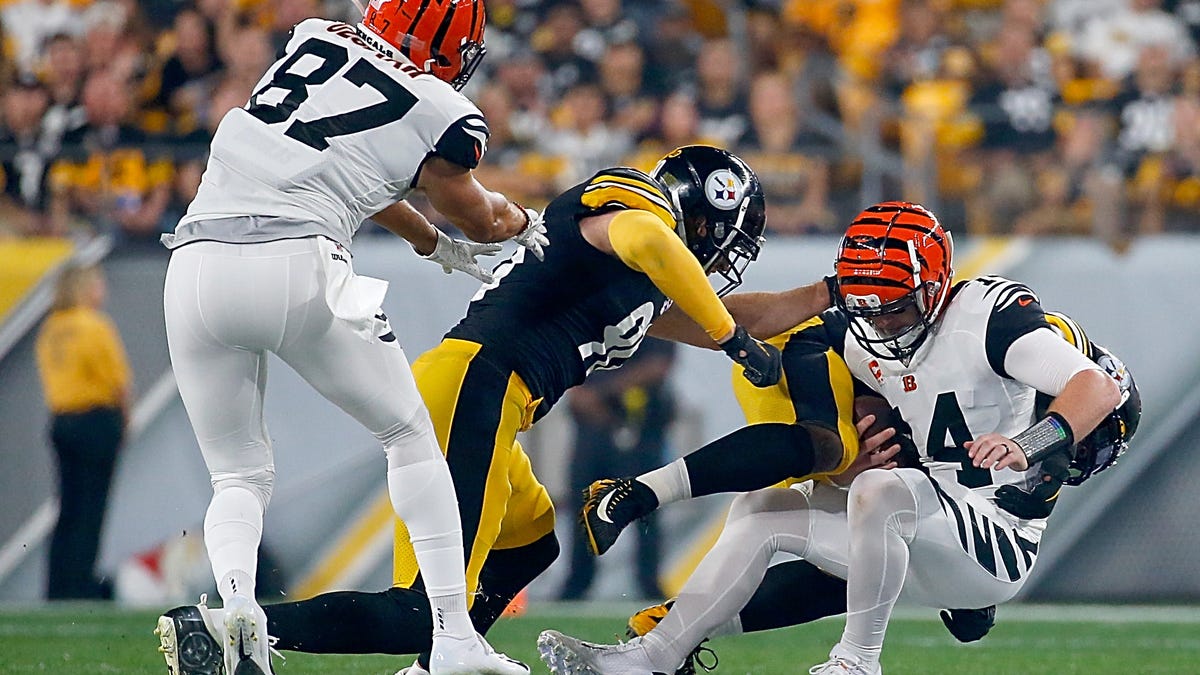 Cincinnati Bengal starting quarterback Andy Dalton watches the replay on  the scoreboard in the fourth quarter of the Pittsburgh Steelers 35-7 win at  Heinz Field in Pittsburgh Pennsylvania. The Bengals Dayton was