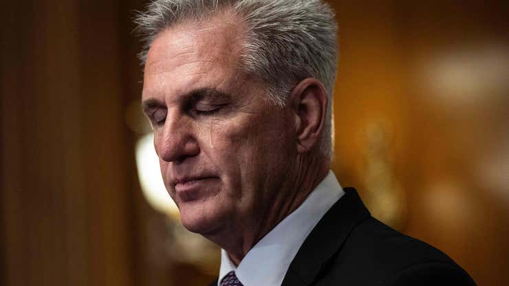 Image for ‘I Used To Float, Now I Just Fall Down,’ Crying Kevin McCarthy Sings Under Breath