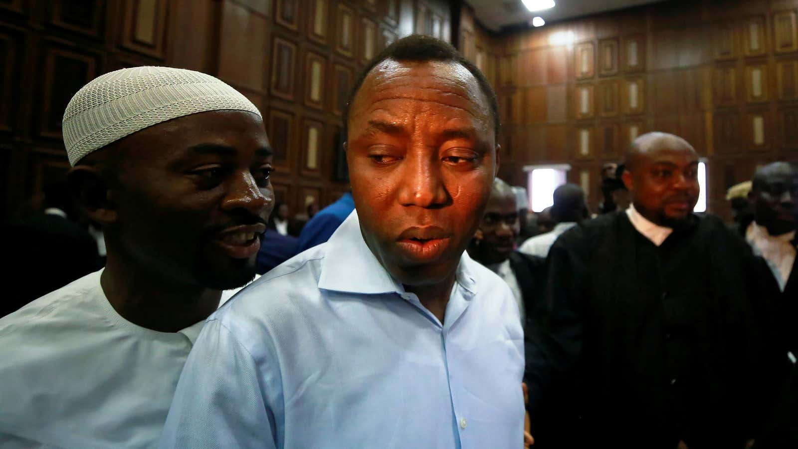 Publisher of Sahara Reporters Omoyele Sowore arrives at the Federal High Court in Abuja, Nigeria Sept. 30, 2019.