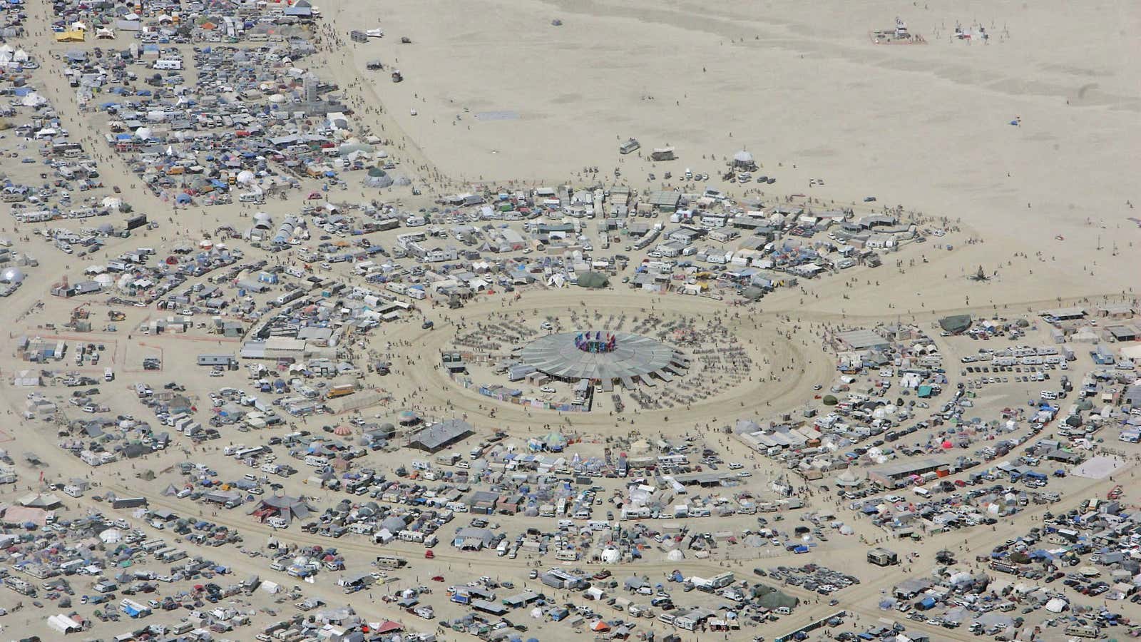 Burning Man is as white as dust in the desert.