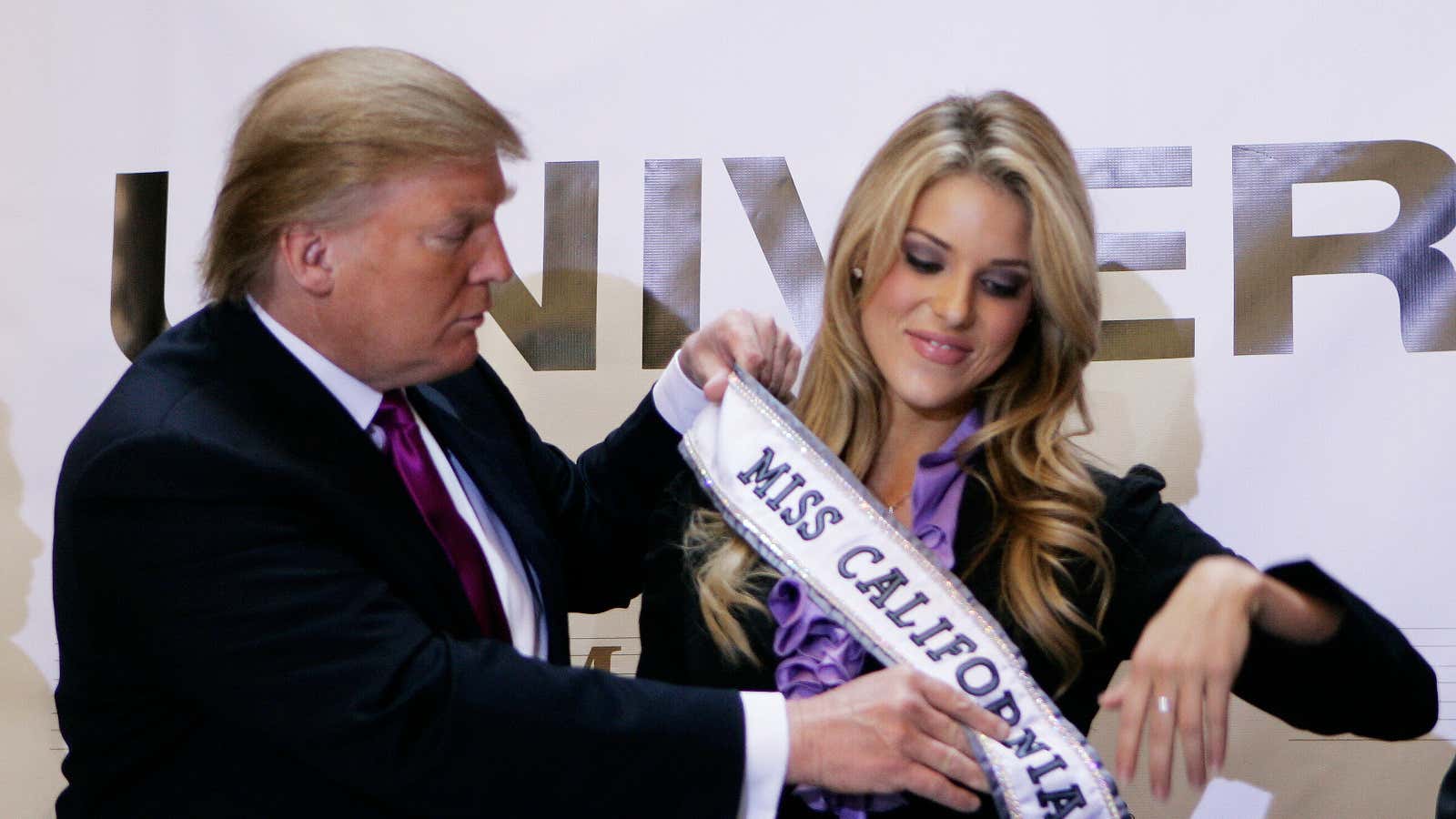 Step away from Miss California, Donald.