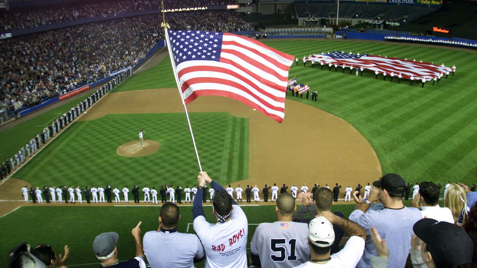 A gripping scene from the first home game for the New York Yankees after the September 11 attacks.