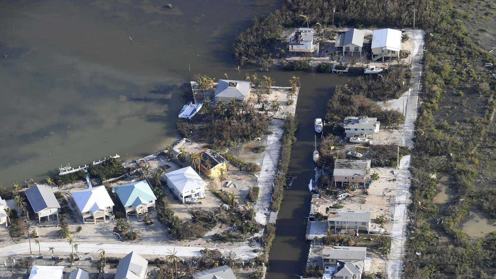 Damaged houses in the Florida Keys on Monday, Sept. 11.