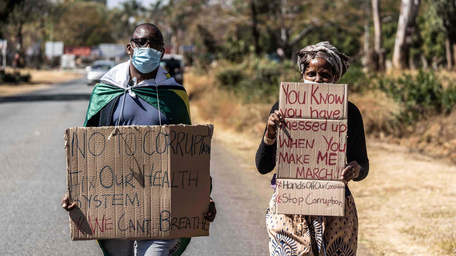 An anti-corruption protest march in Harare last July. The Black Lives Matter protest movement in the US reverberated through Zimbabwe last year, and continues to have impact.
