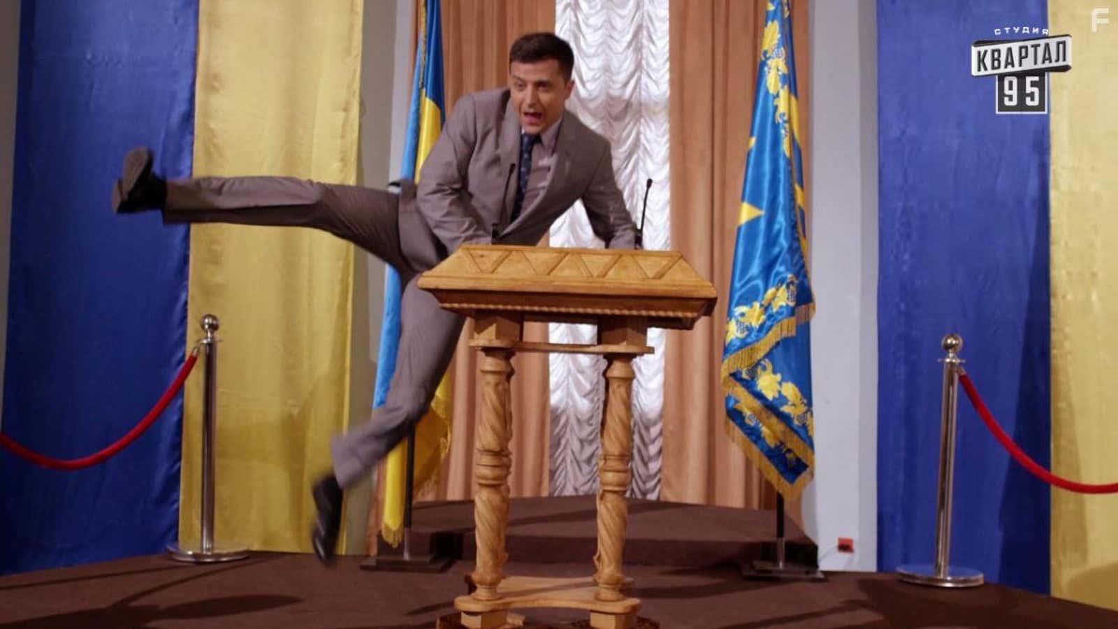 Volodymyr Zelensky plays the president of Ukraine on TV and, soon, in real life.