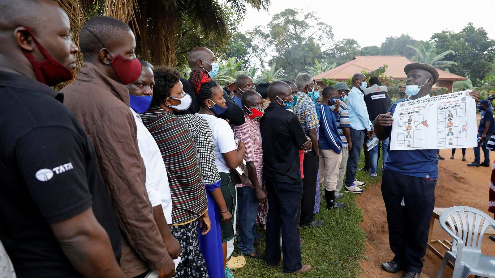 Voting in Kampala, Uganda, Jan. 14, 2021.
