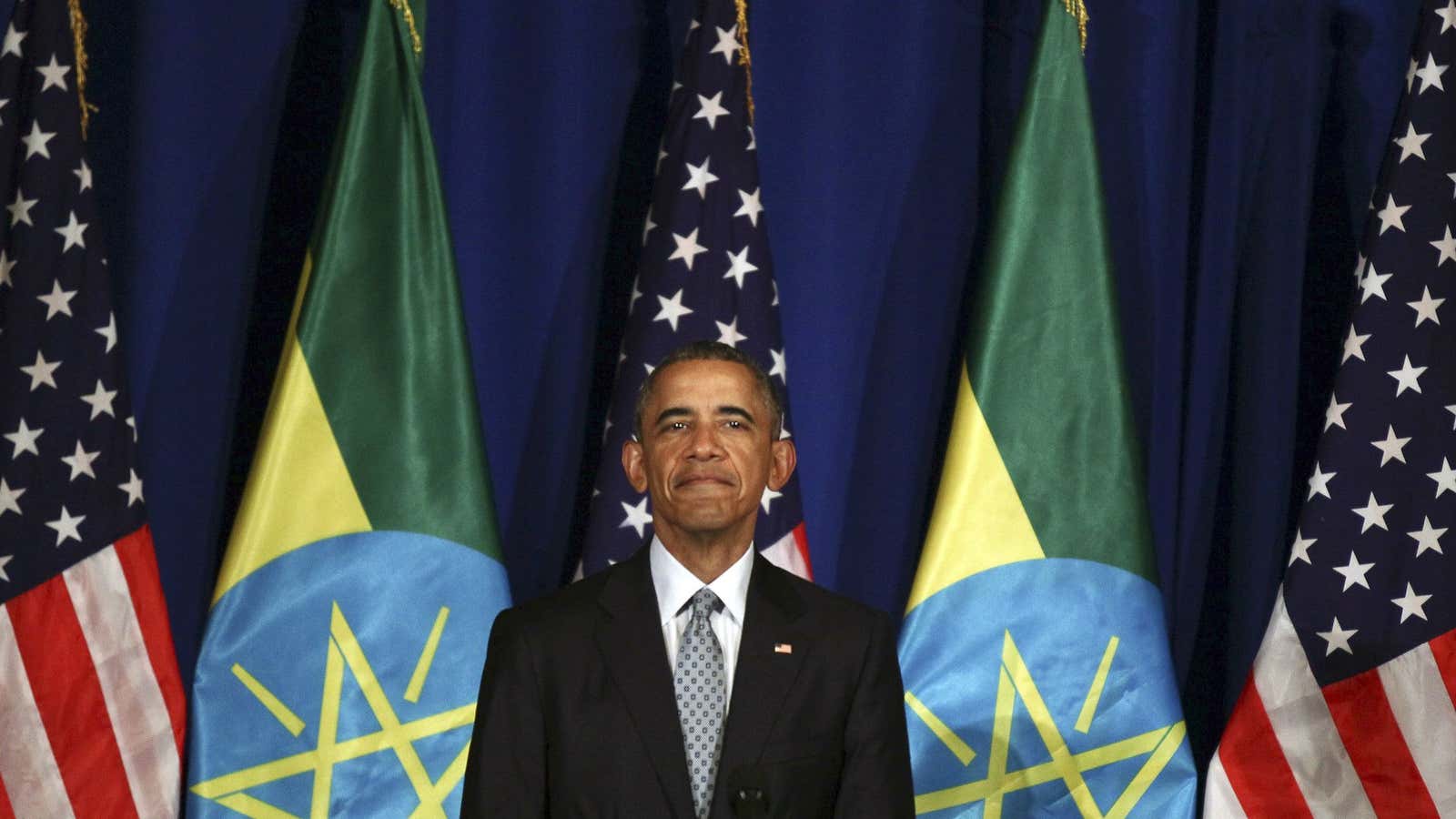 US president Barack Obama speaks at the National Palace in Addis Ababa, Ethiopia.