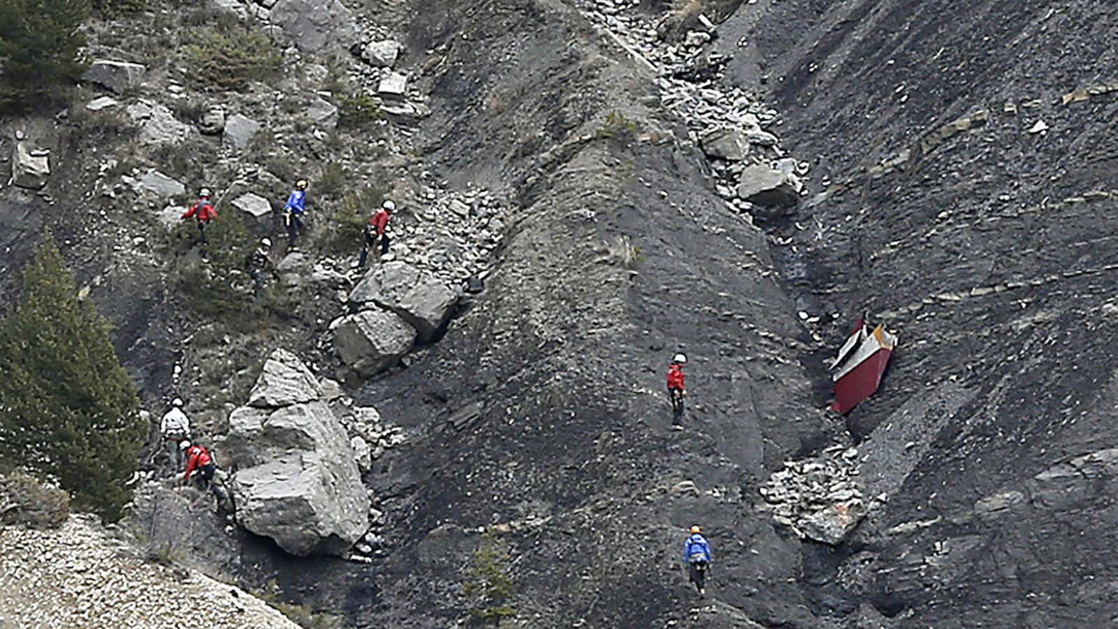 The Germanwings crash site near Seyne-les-Alpes, France.
