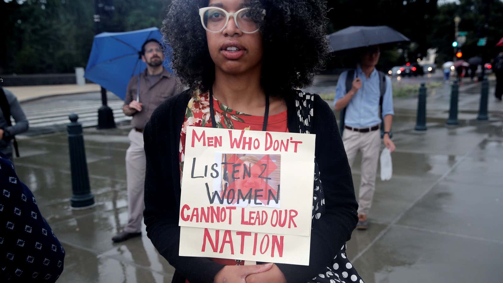 A demonstrator outside the Supreme Court on Sept. 17.