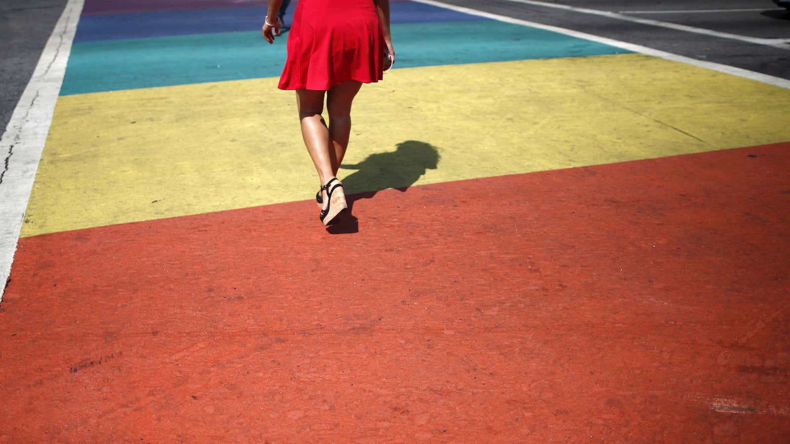 Follow the yellow, red, blue, and green brick road.