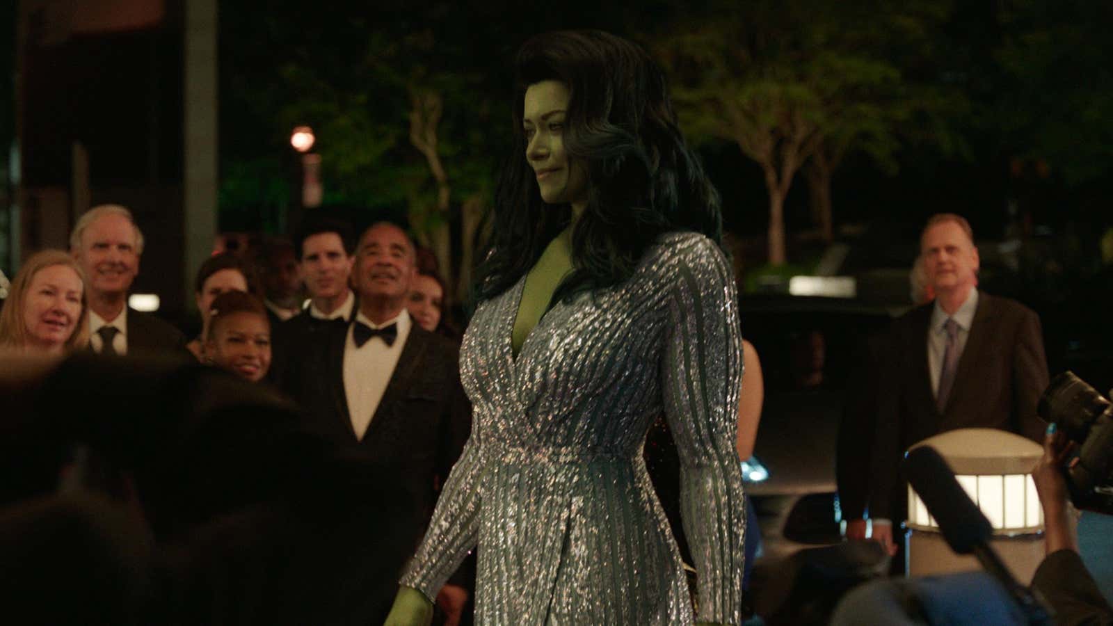 Actor Tatiana Maslany as Jennifer &quot;Jen&quot; Walters in Disney+&#39;s She-Hulk: Attorney at Law.