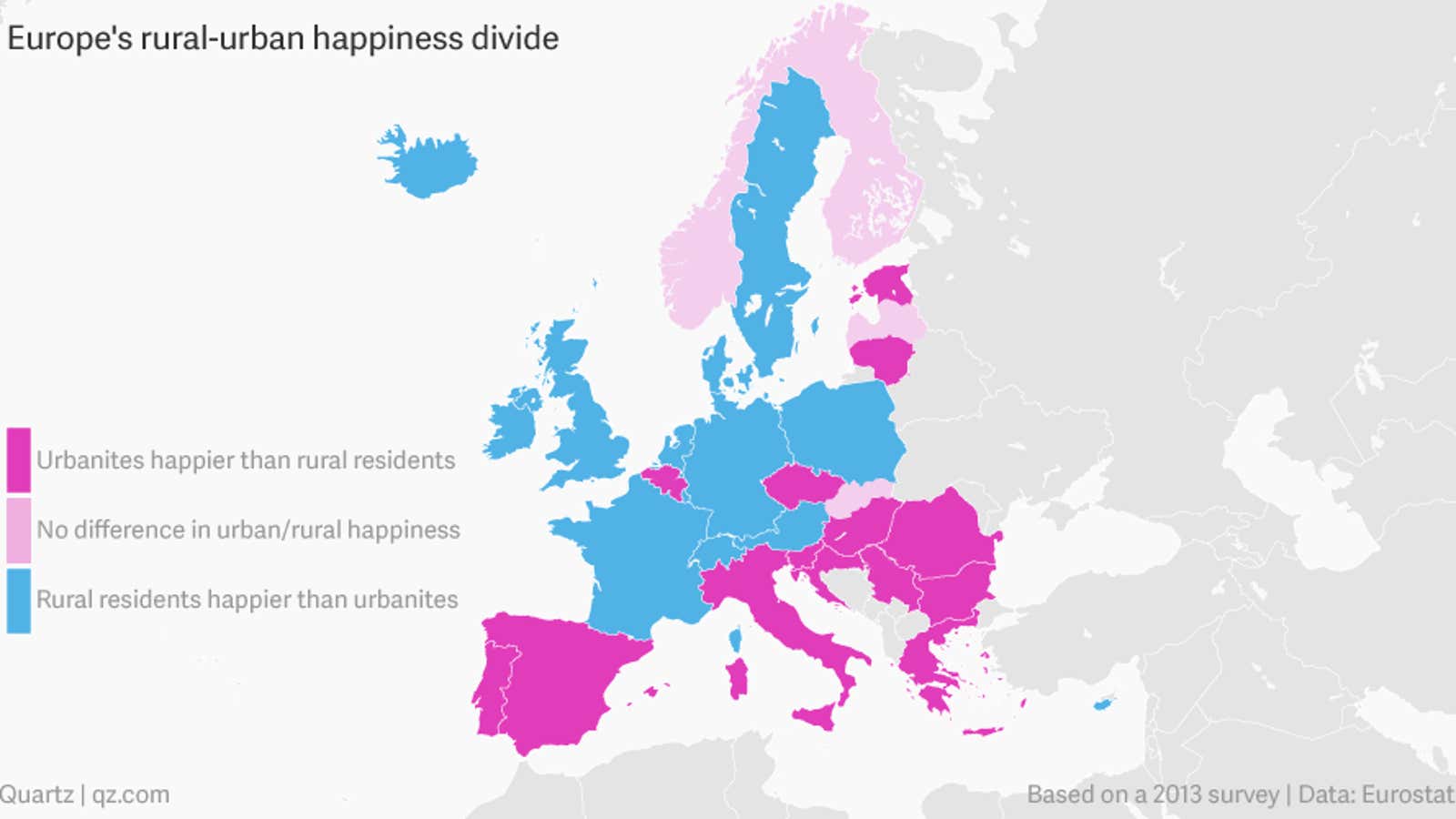 Europe’s other north-south divide: Where city dwellers are happier than rural residents