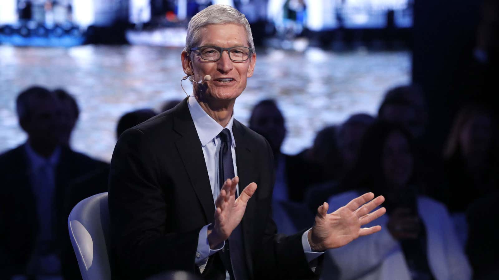 Apple CEO Tim Cook speaks at The Bloomberg Global Business Forum.