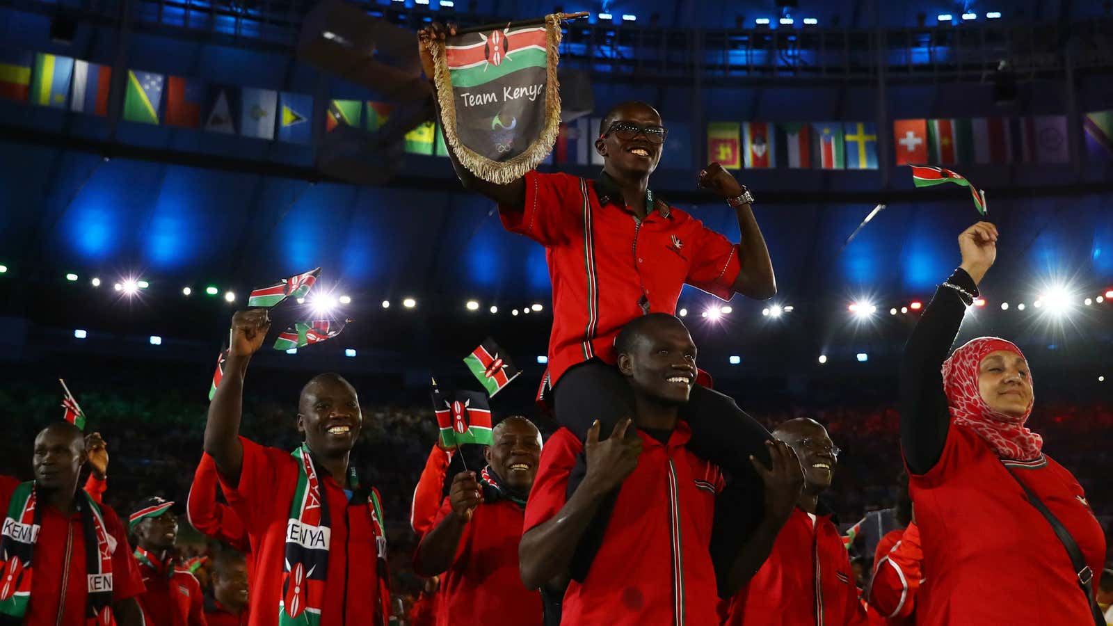 Team Kenya at the opening ceremony.