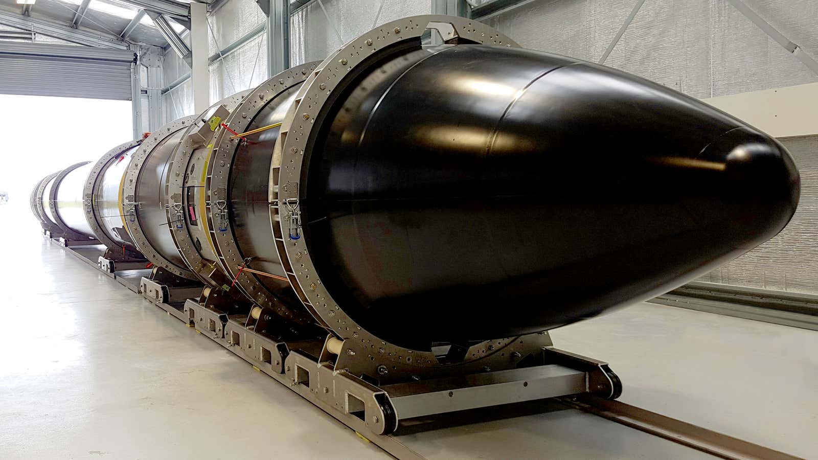 The Electron rocket at rest at Rocket Lab’s New Zealand launch site.