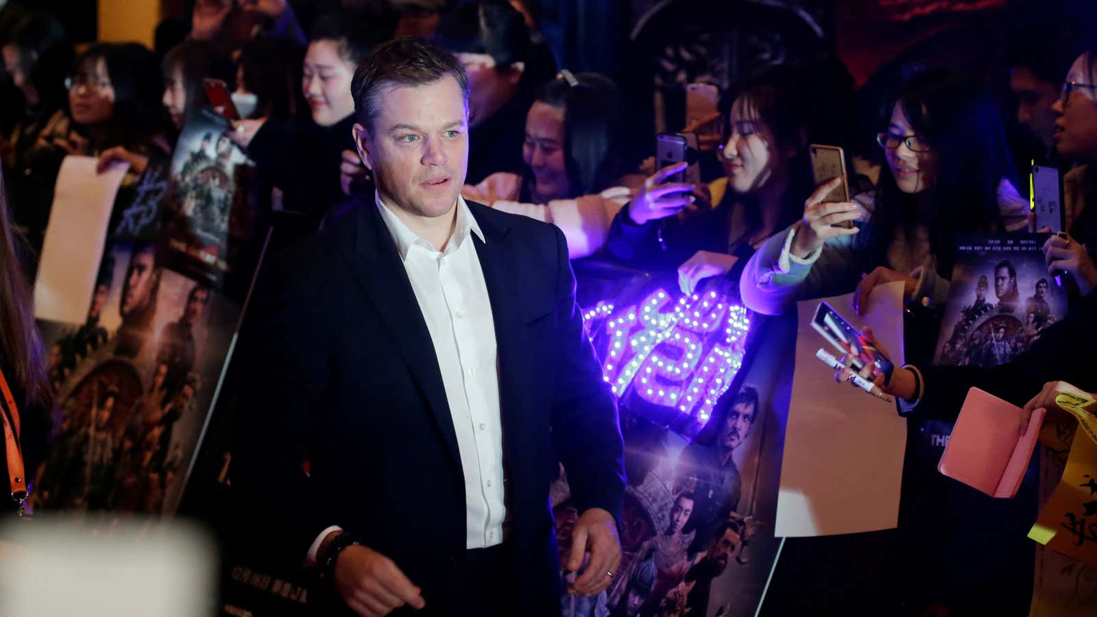 Actor Matt Damon attends a red carpet event promoting Chinese director Zhang Yimou’s latest film “Great Wall” in Beijing, China.