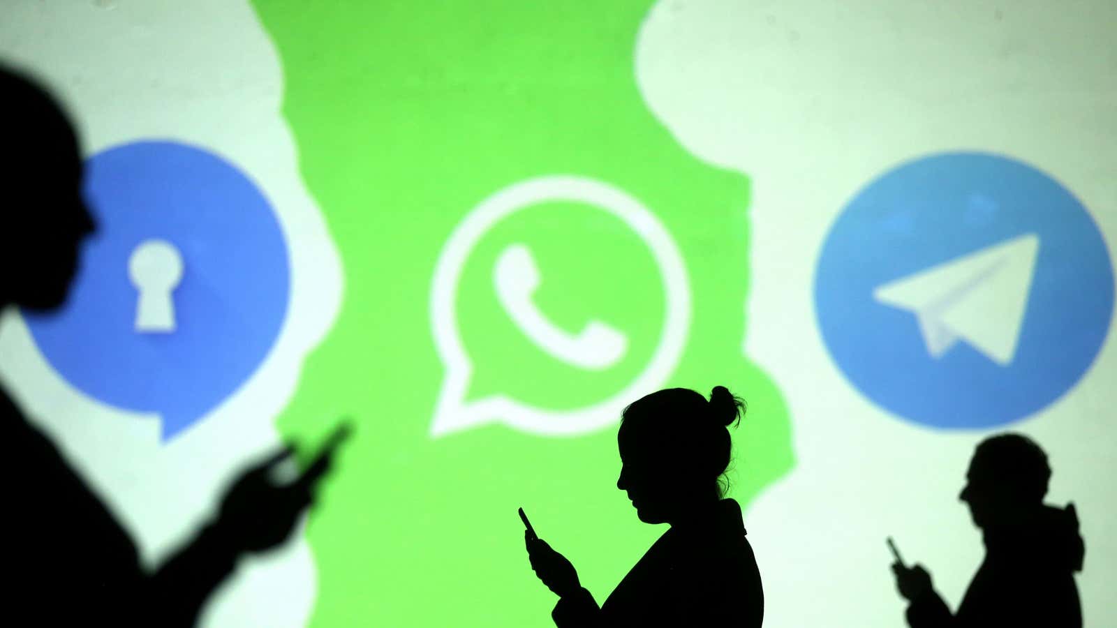 Social media apps Signal, Whatsapp and Telegram.