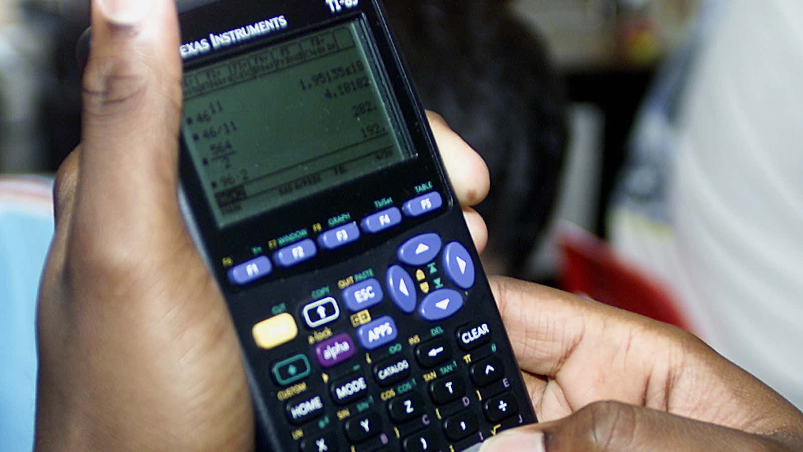 A Texas Instruments graphing calculator.