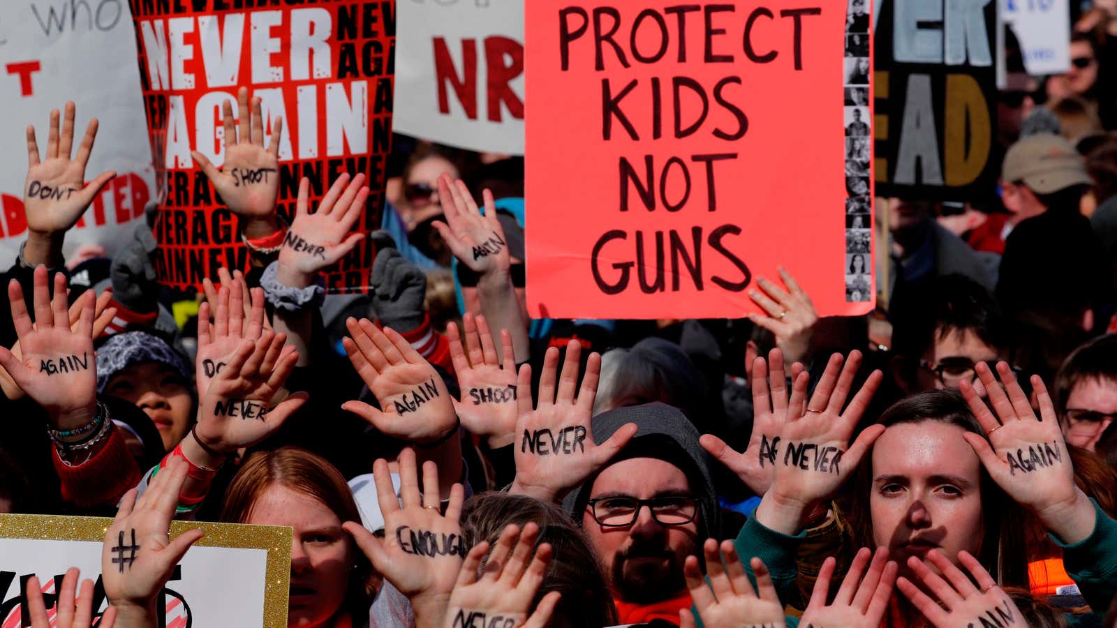 “March for Our Lives” event demanding gun control  in March 2018.
