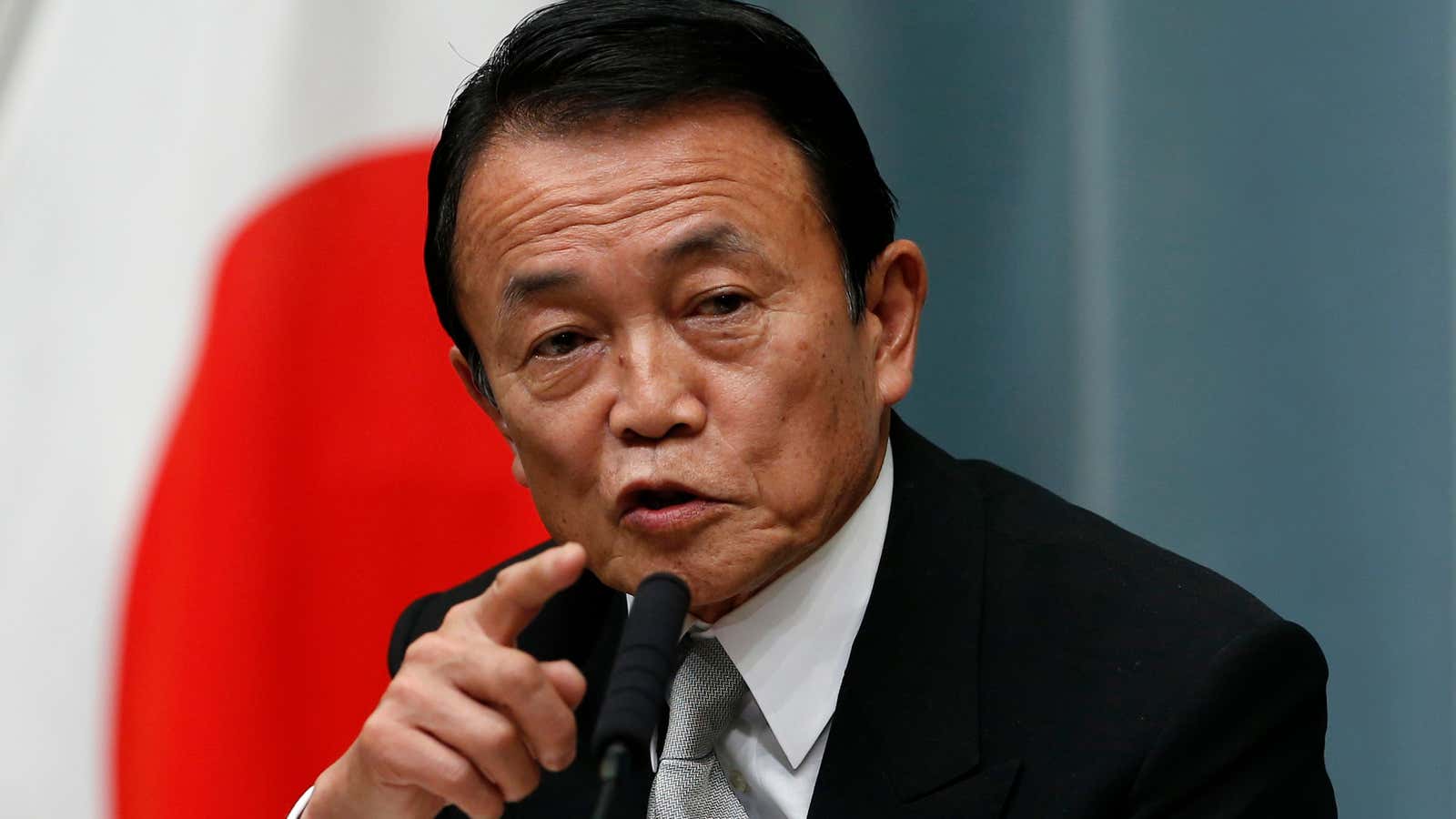 Japanese finance minister Taro Aso, who has promised a massive fiscal stimulus but also wants to rid Japan of elderly people.