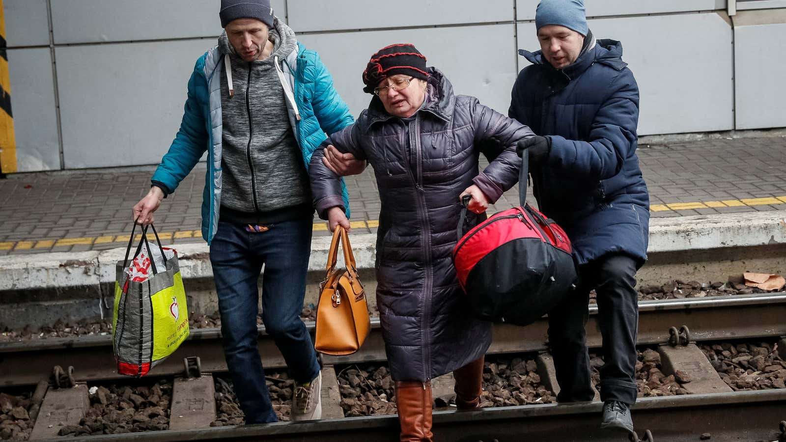 Fleeing Kyiv.