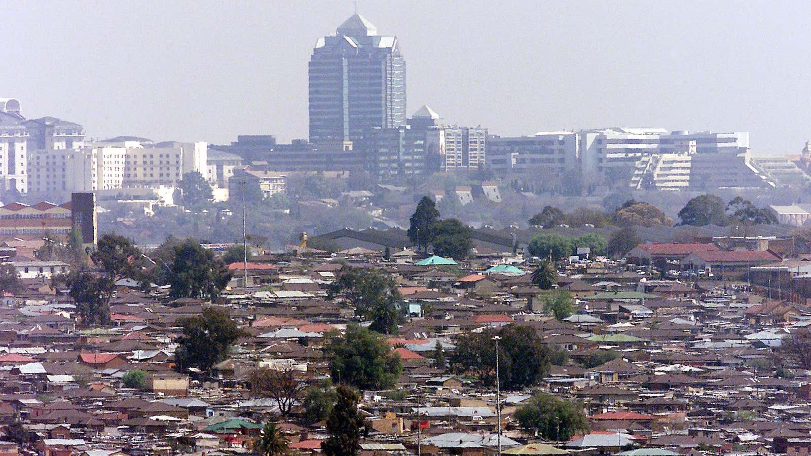 Alexandra, a poor township right next to the wealthy Sandton sky scrappers in Johannesburg