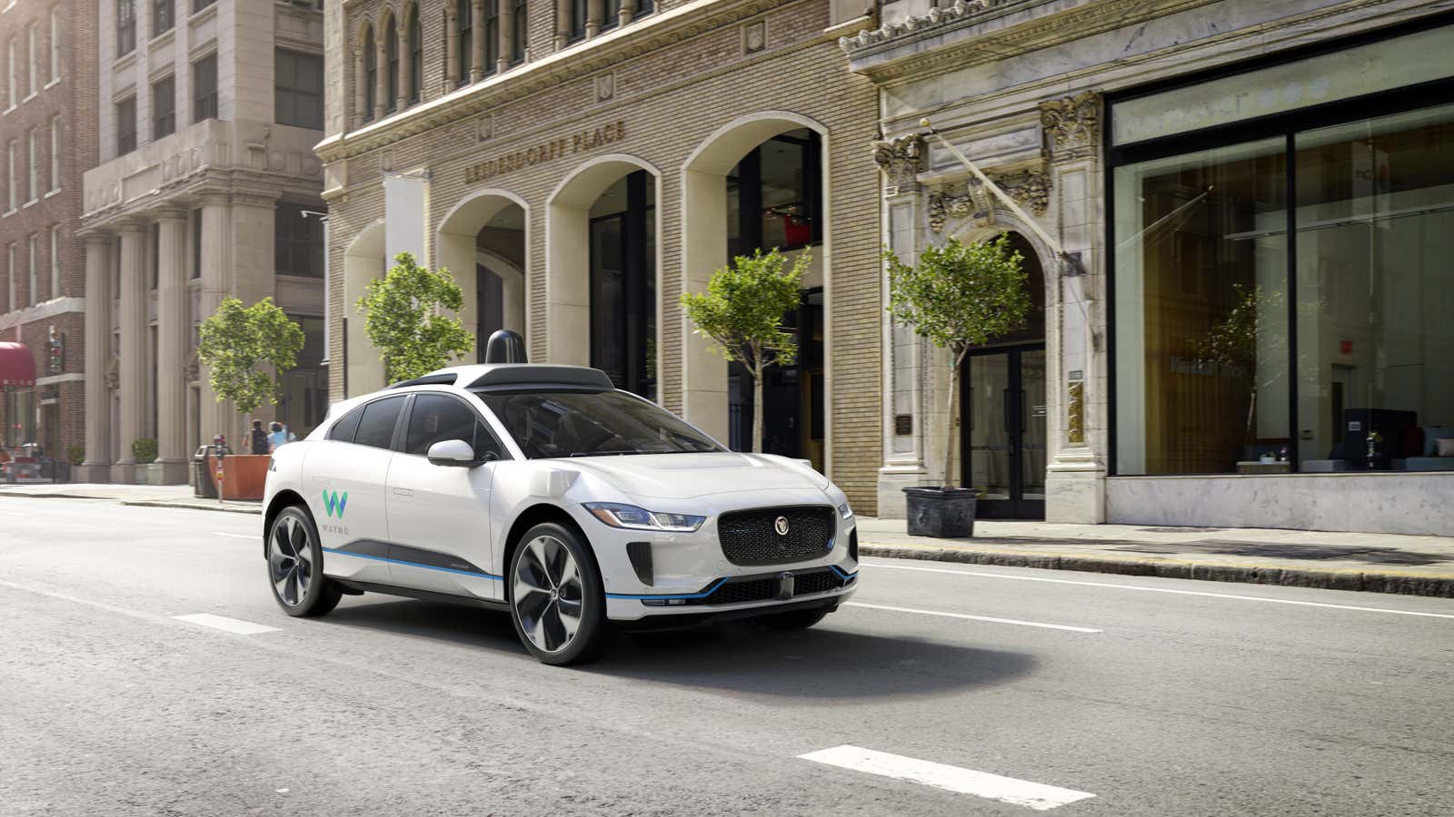 Waymo and Jaguar Land Rover’s new autonomous, electric car, the I-PACE.