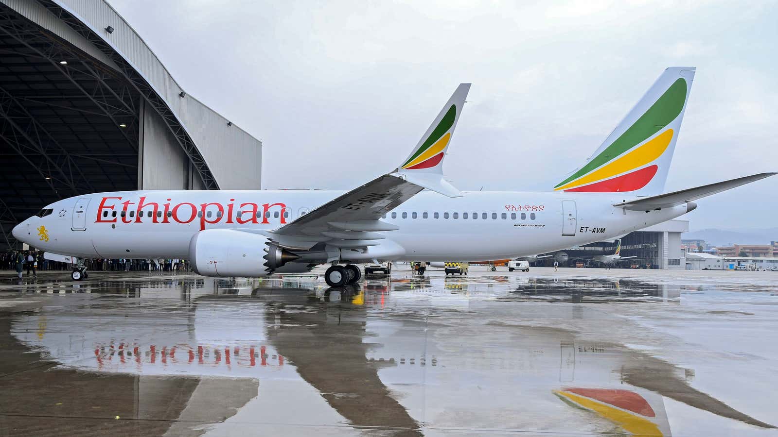 Ethiopian Airlines Boeing 737 Max 8 at Bole airport.