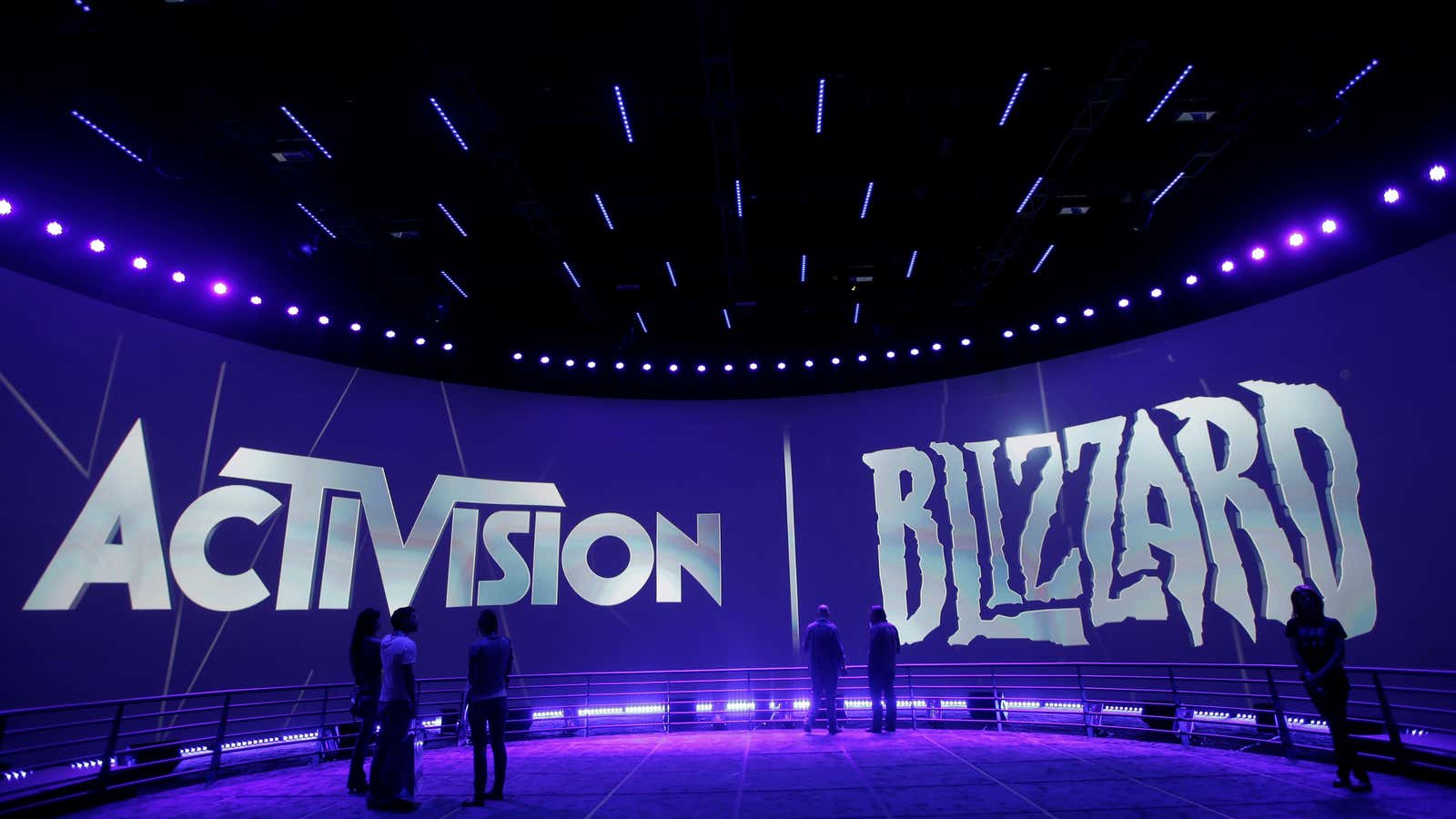 FILE – This June 13, 2013 file photo shows the Activision Blizzard Booth during the Electronic Entertainment Expo in Los Angeles. Video game maker Activision…