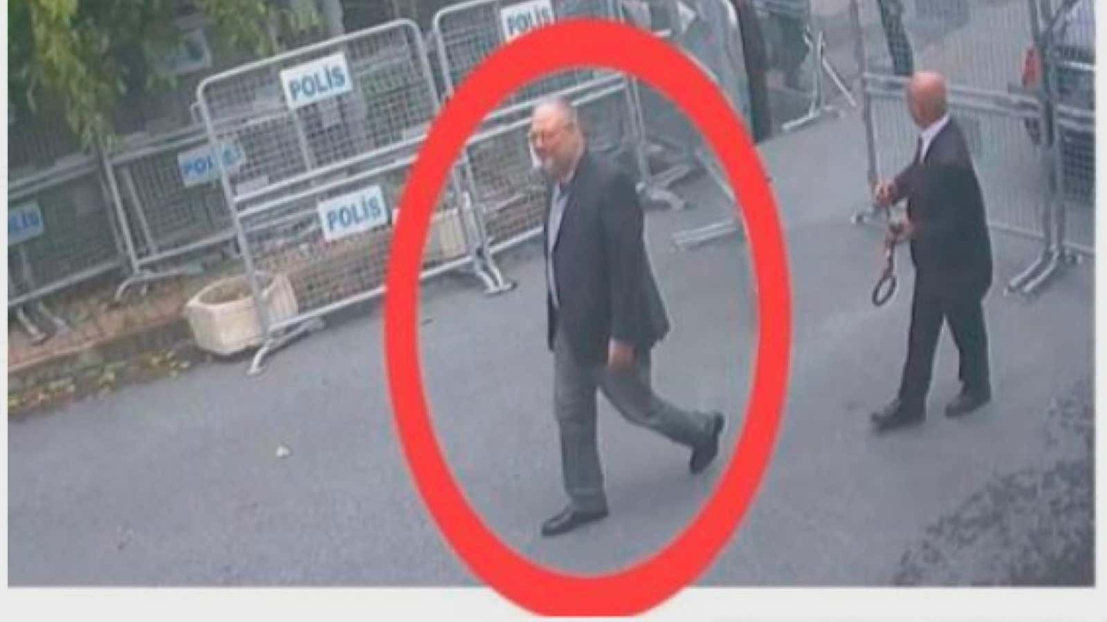 The real Jamal Khashoggi, entering the consulate.