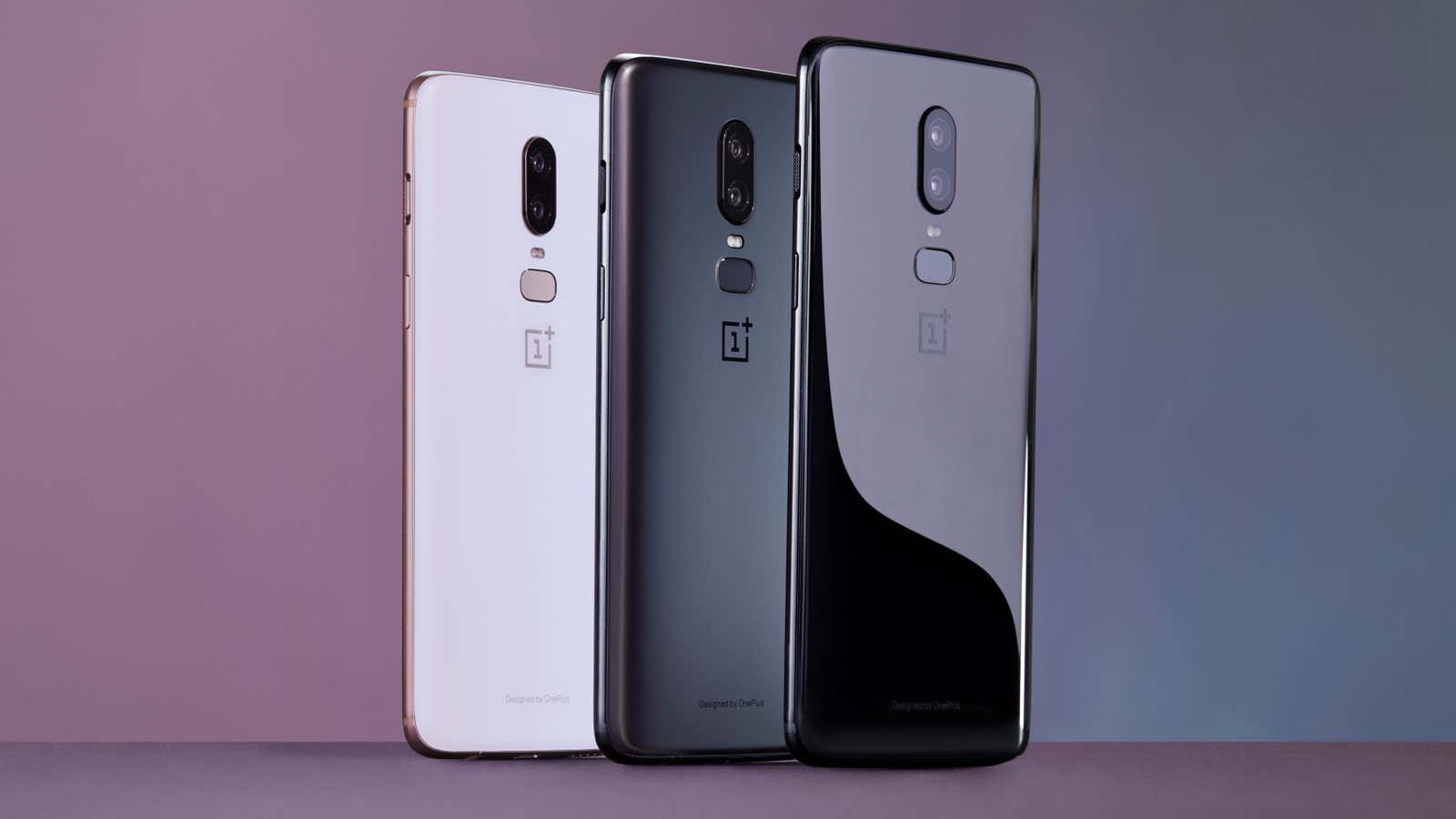 The OnePlus 6 is available in three finishes.