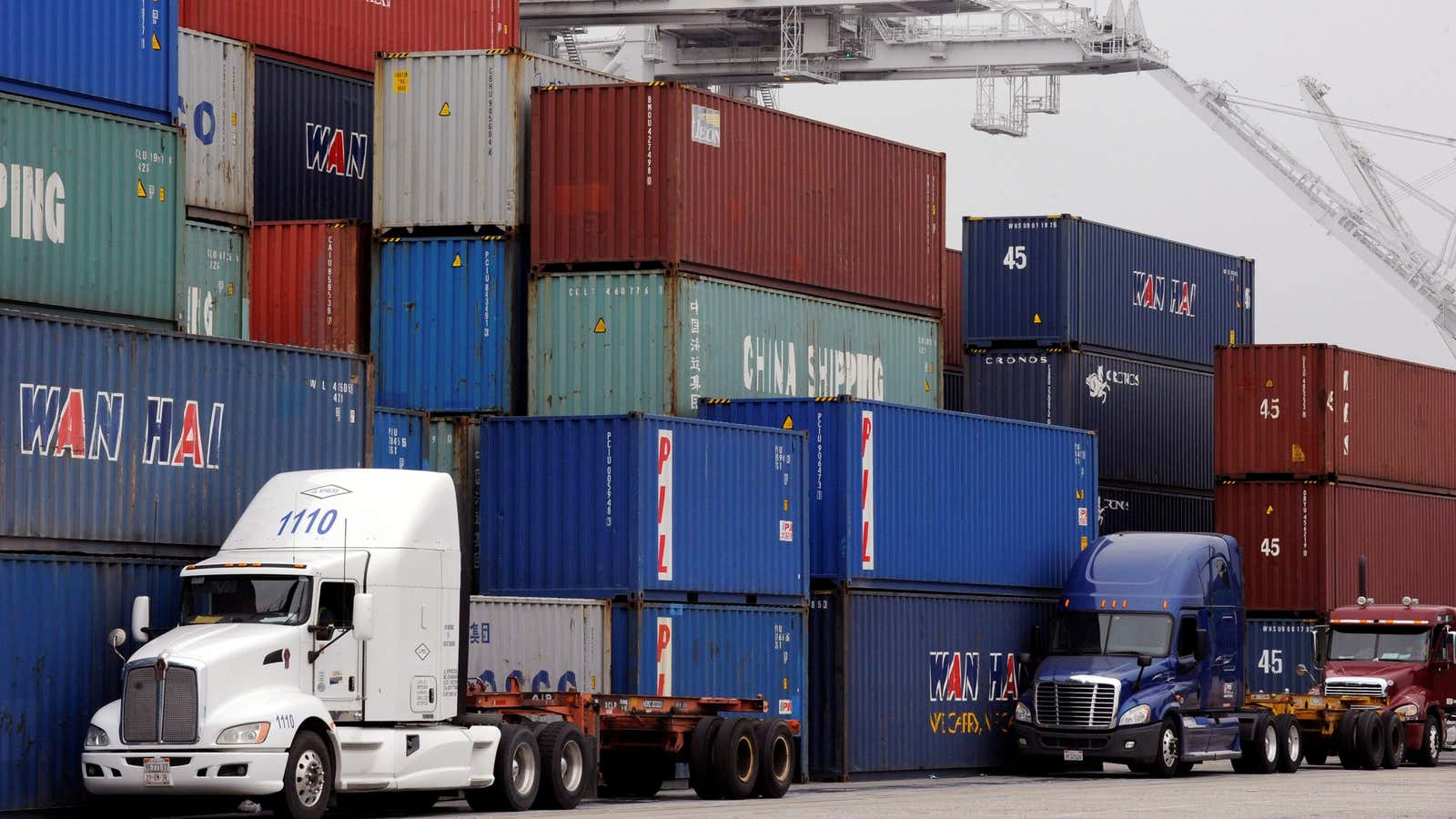 Trucks can’t haul shipping containers fast enough out of the Port of Long Beach.