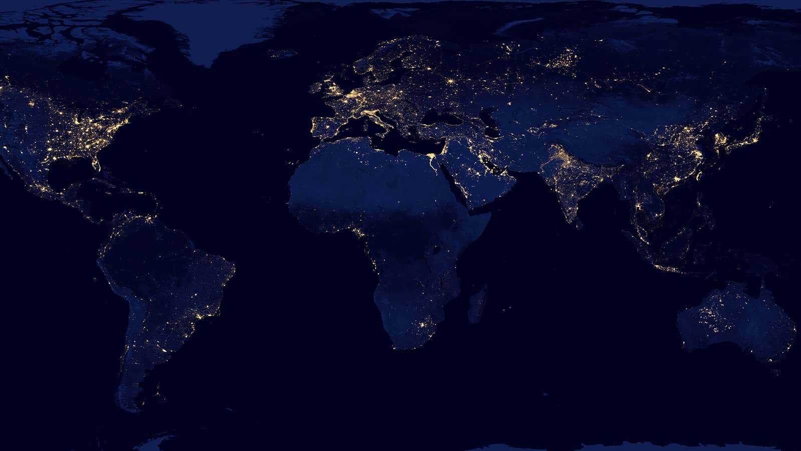 Light from the sub-Saharan grid is notably scarce.