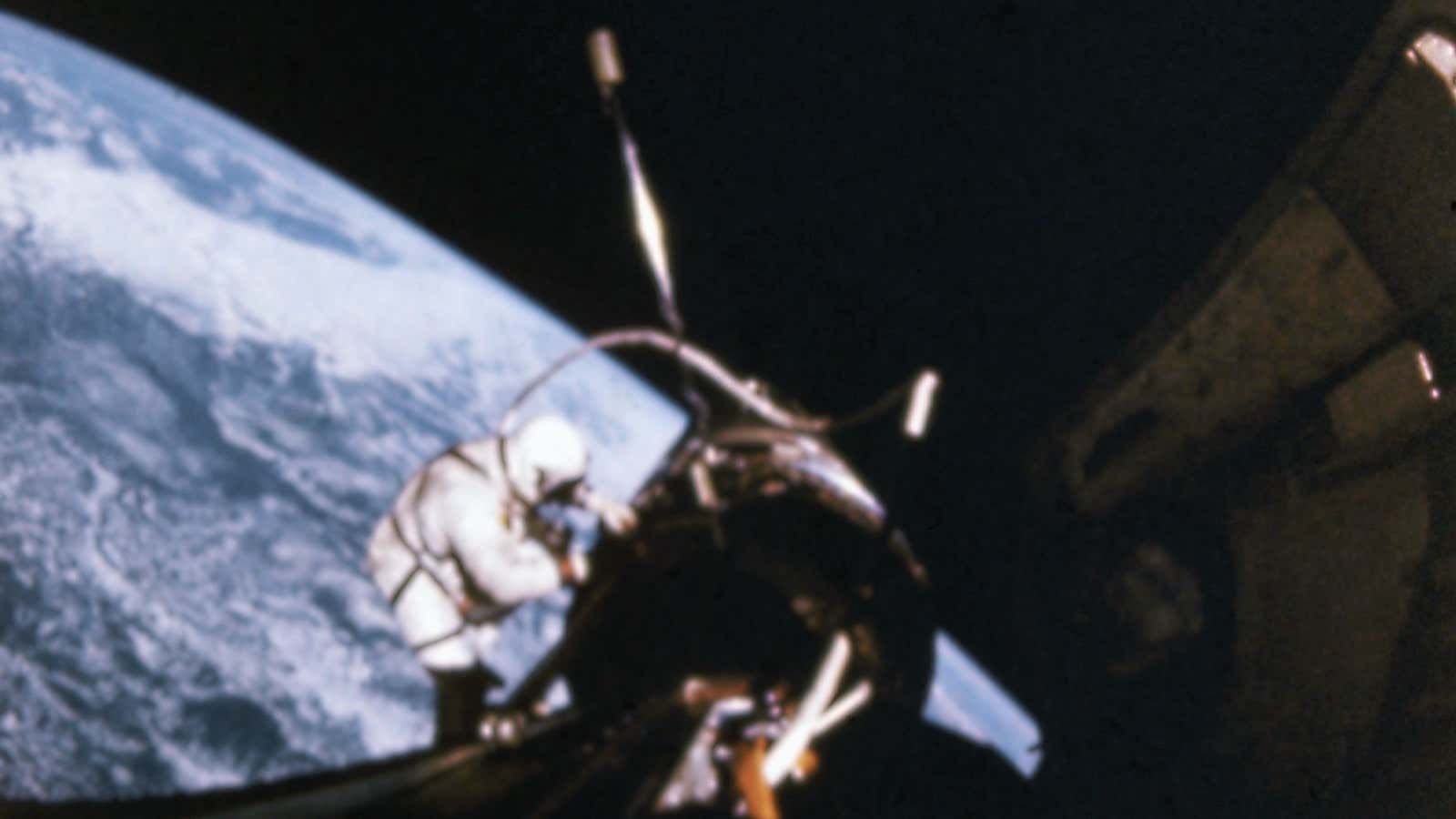 “Buzz” Aldrin on a space walk on the Gemini 12 mission in 1966.