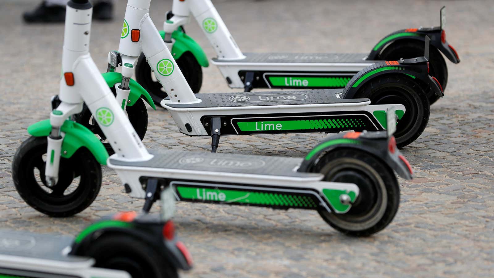Lime electric scooters.