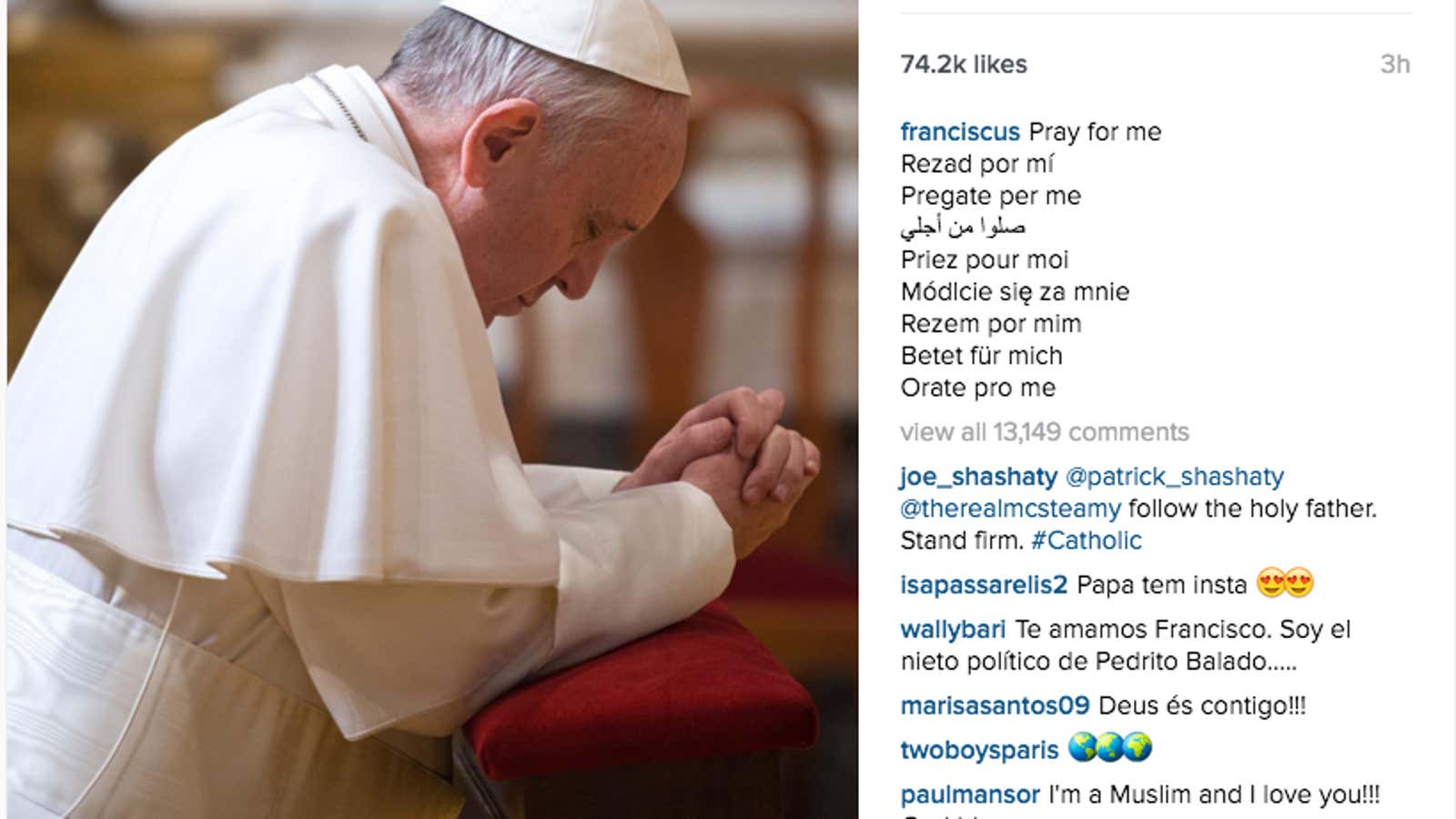 “I am beginning a new journey, on Instagram, to walk with you along the path of mercy and the tenderness of God.”