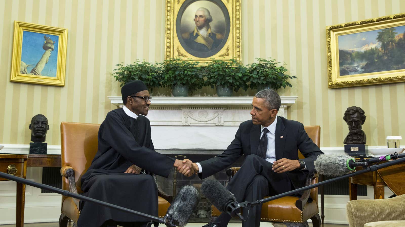 US president Obama hosts Nigerian president Buhari