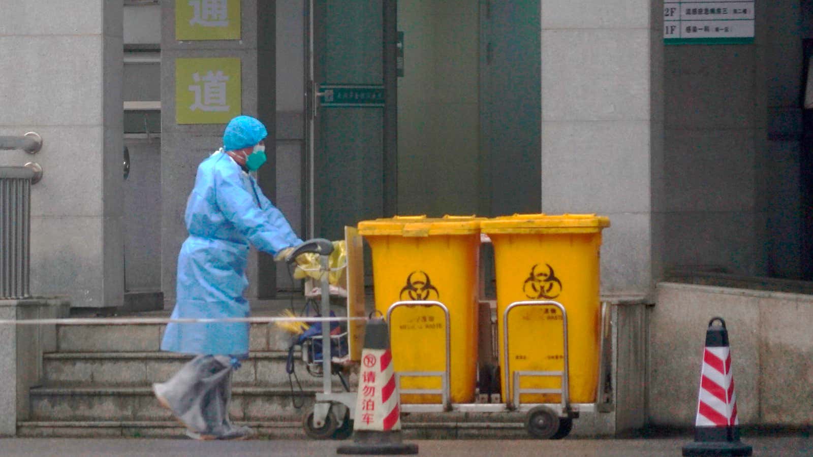 A coronavirus-hit hospital in Wuhan, China.