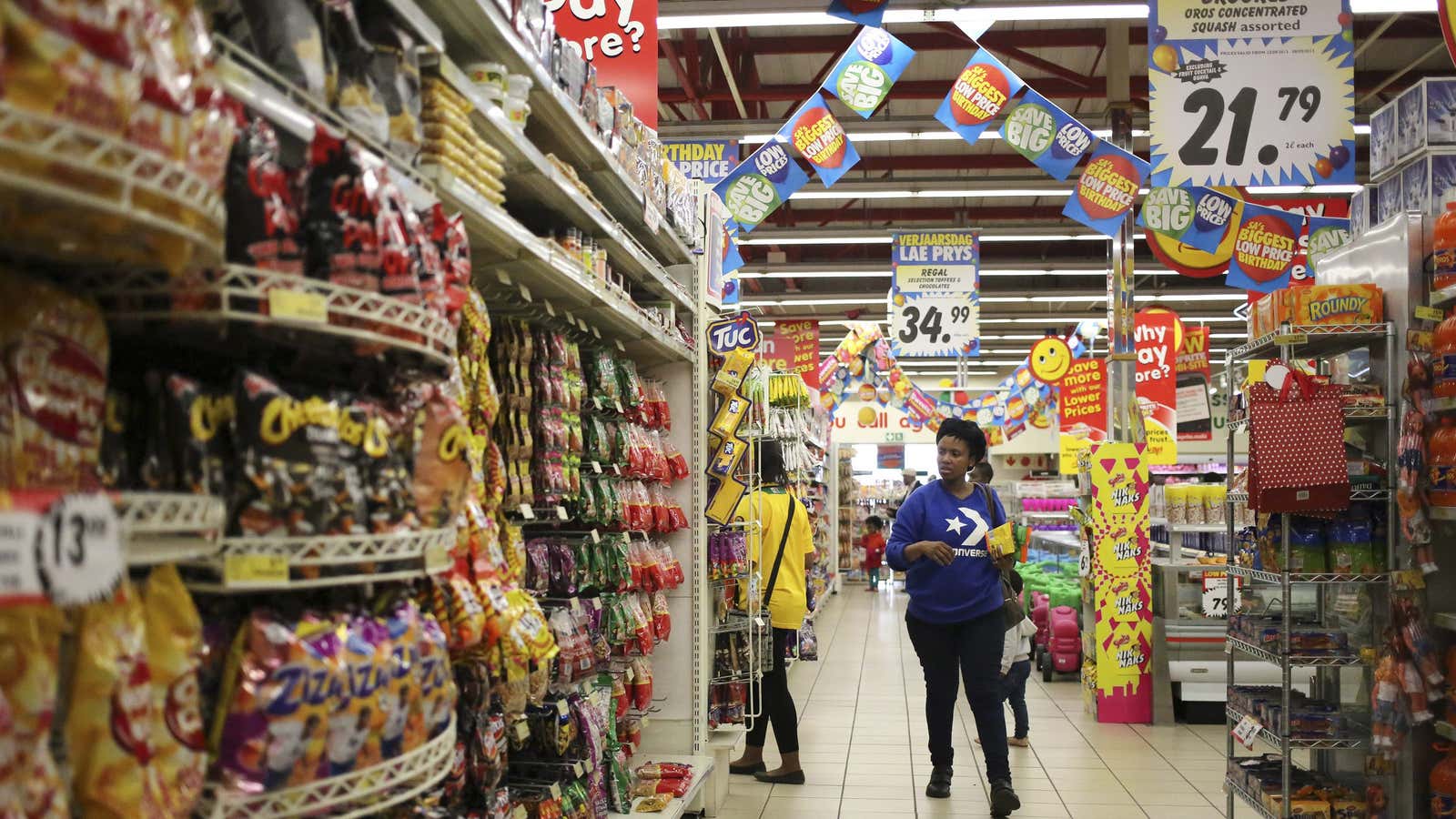 A customer shops at a Shoprite store in Johannesburg.