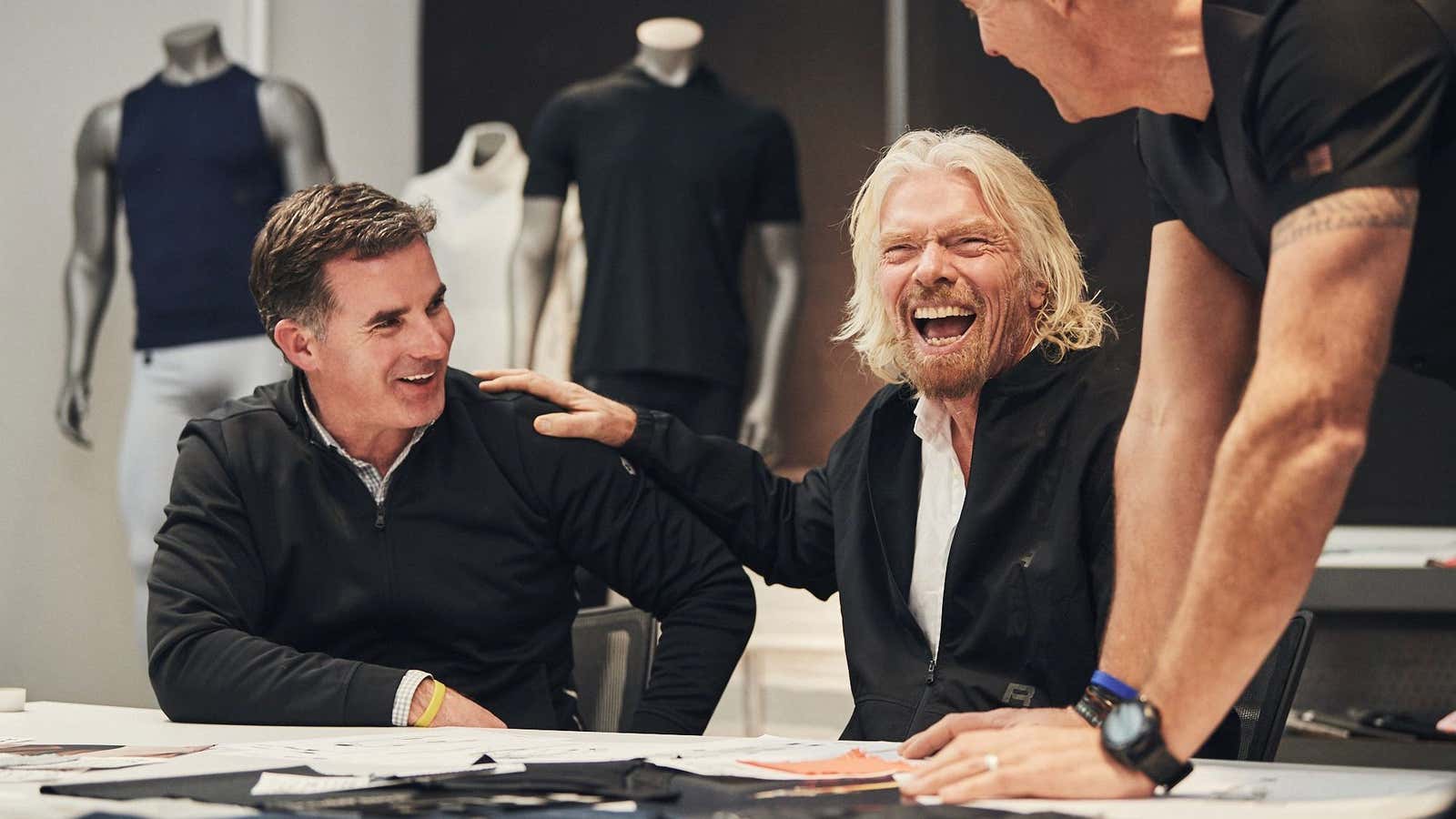 Kevin Plank and Richard Branson, having a good laugh about getting off this planet.