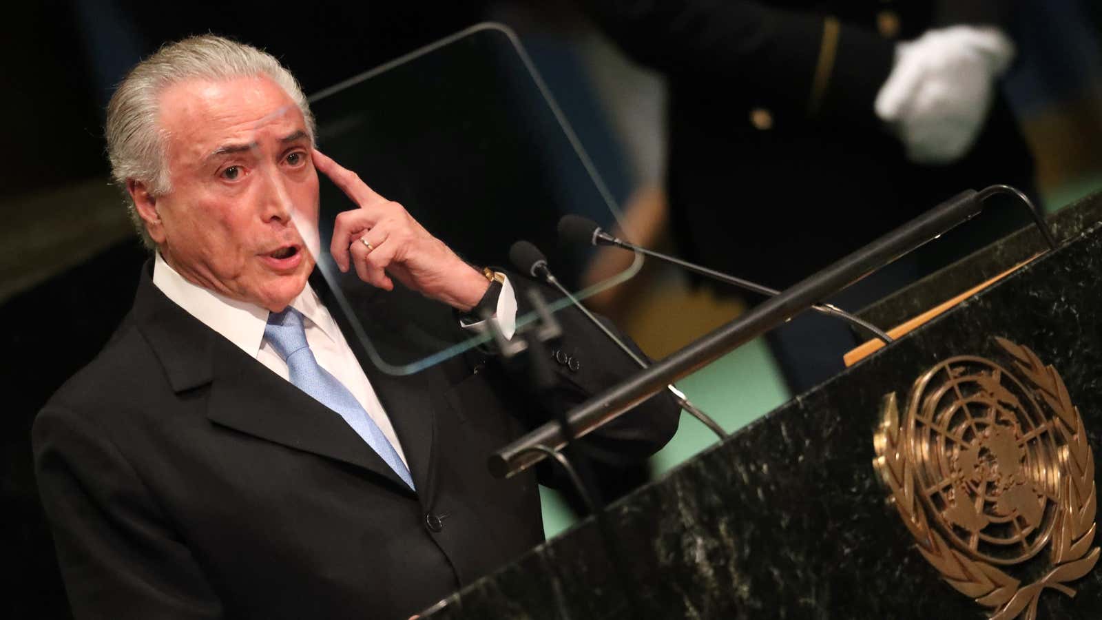 Temer gets the first word.