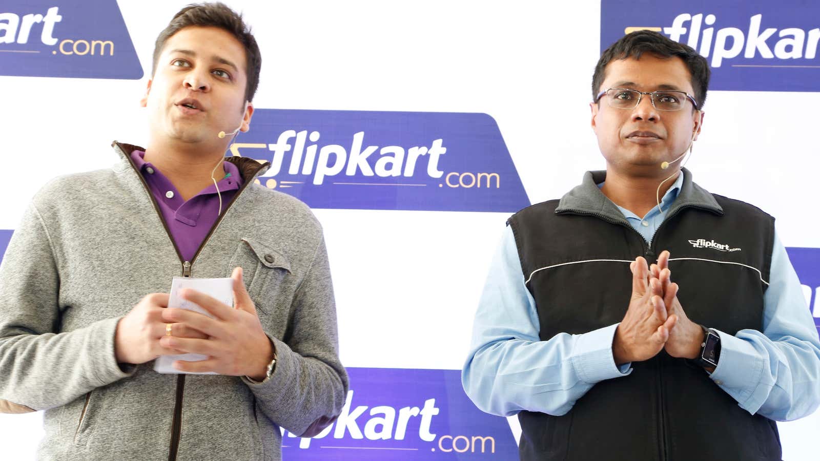 Flipkart’s founders Sachin  Bansal and Binny Bansal (college-mates, not relatives).