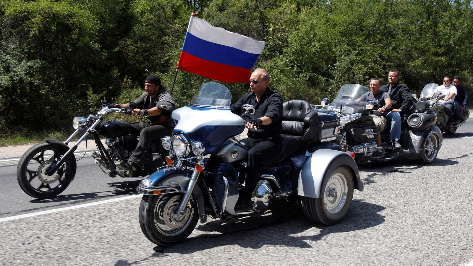 Putin rides a Harley.