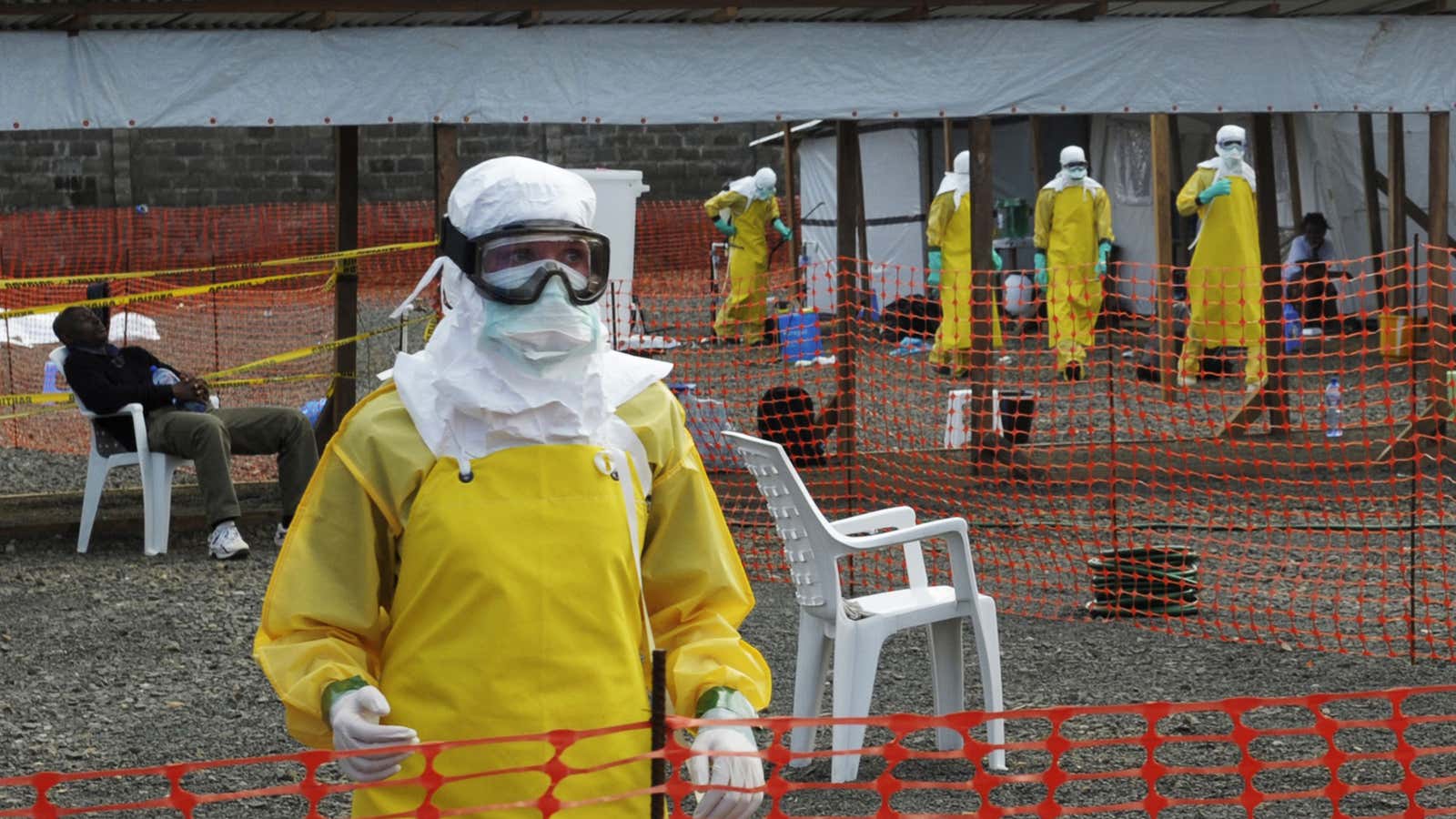 An Ebola isolation camp in Monrovia, Liberia