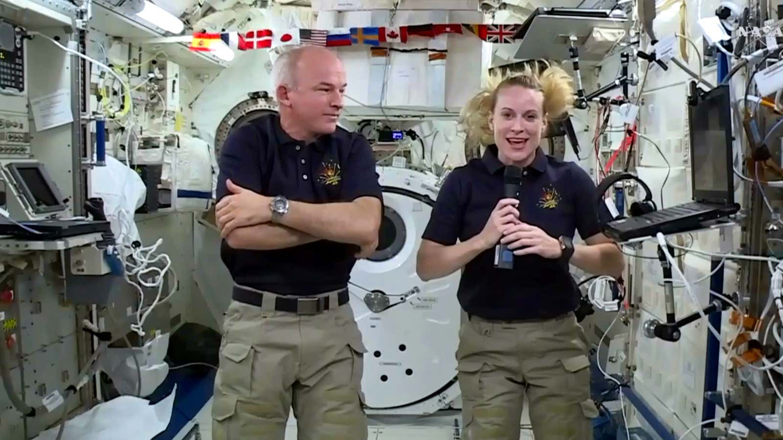 Astronauts Jeff Williams and Kate Rubins interviewed aboard the ISS in July 2016.