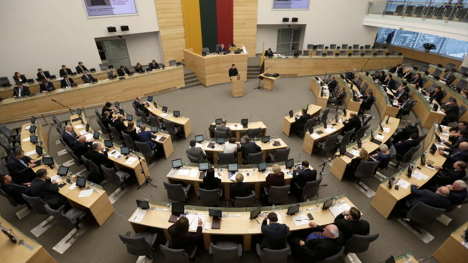A general view of the session hall of the Lithuania’s Parliament in Vilnius, Lithuania, December 13, 2016.